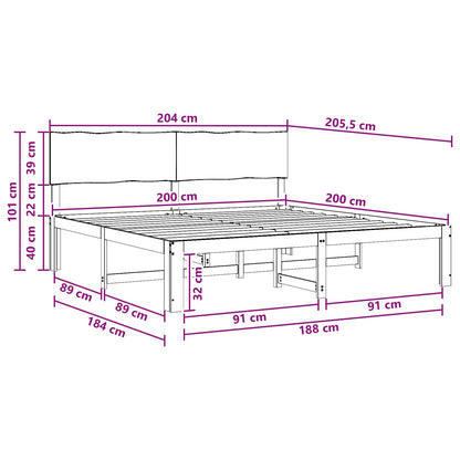 Double Bed Frame with Headboard ROSTOCK White 200 x 200 cm