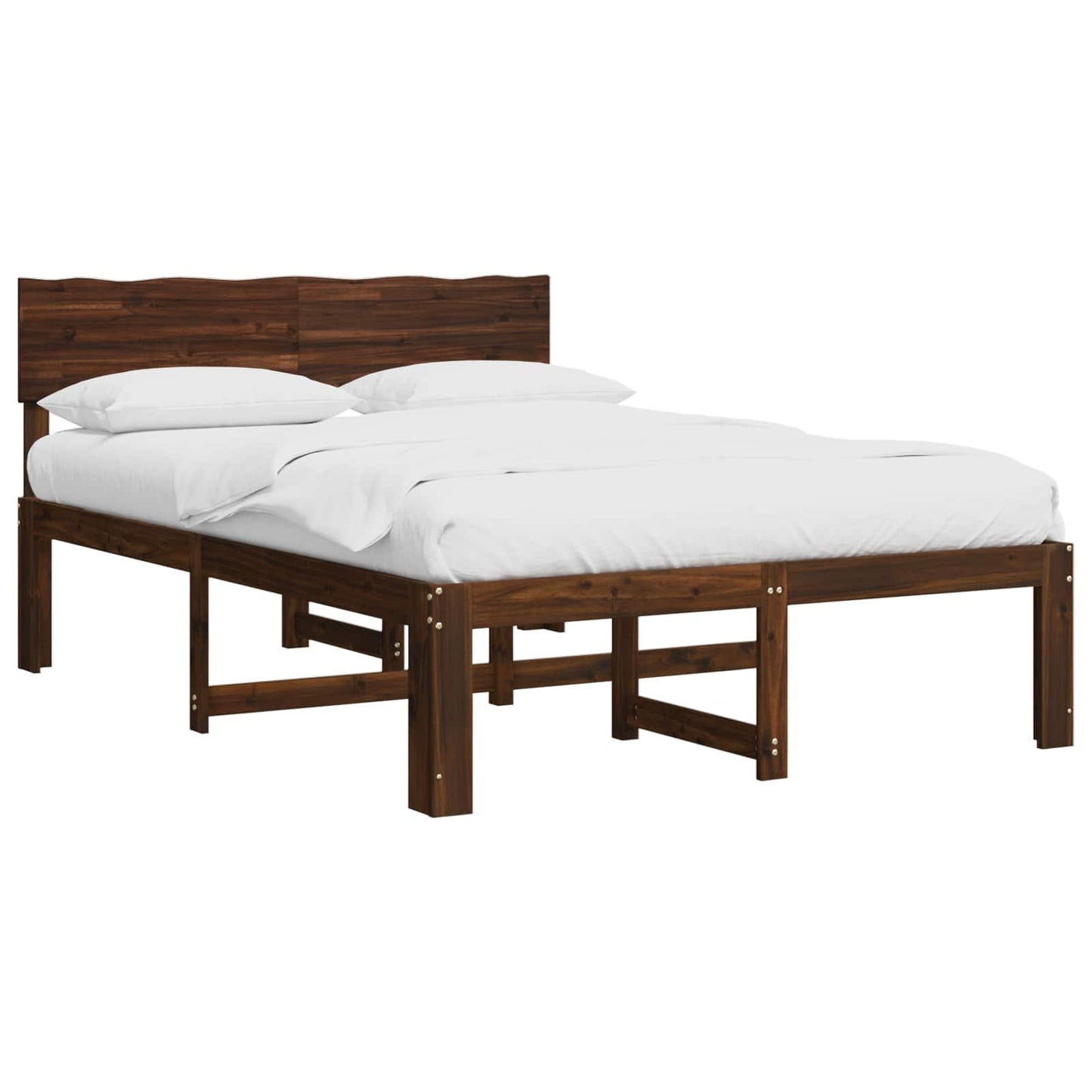 Double Bed Frame with Headboard ROSTOCK Dark Brown 150 x 200 cm
