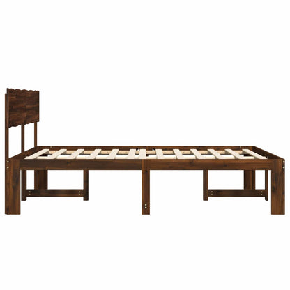 Double Bed Frame with Headboard ROSTOCK Dark Brown 150 x 200 cm