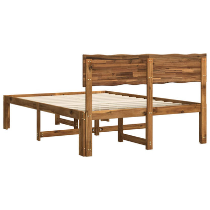 Double Bed Frame with Headboard ROSTOCK Natural 150 x 200 cm