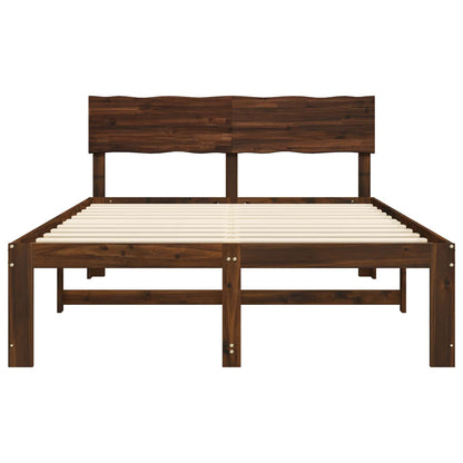 Double Bed Frame with Headboard ROSTOCK Dark Brown 160 x 200 cm