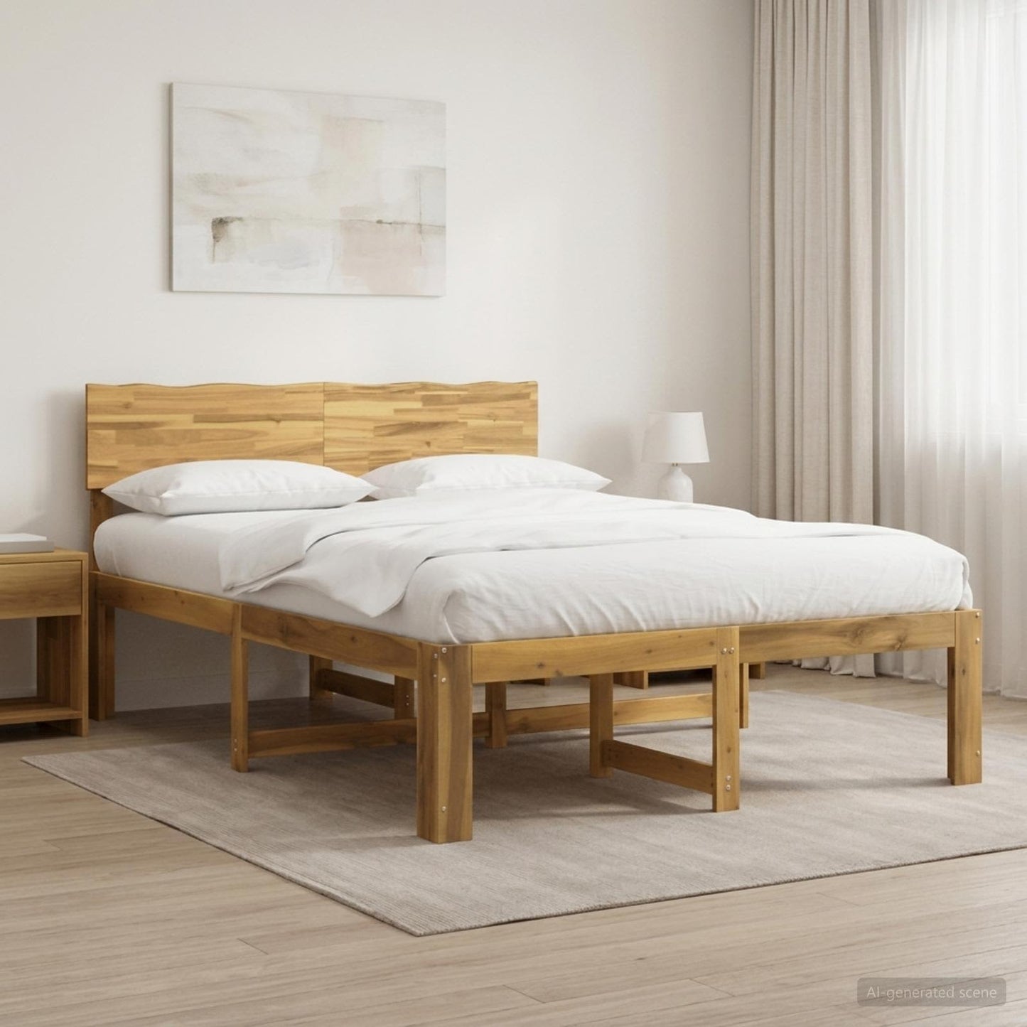 Double Bed Frame with Headboard ROSTOCK White 160 x 200 cm