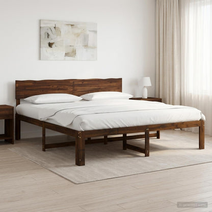 Double Bed Frame with Headboard ROSTOCK Dark Brown 180 x 200 cm