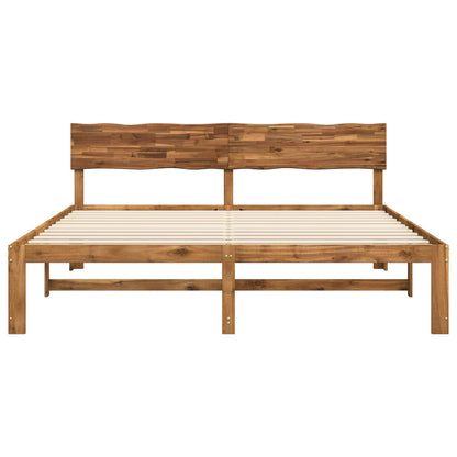 Double Bed Frame with Headboard ROSTOCK Natural 180 x 200 cm