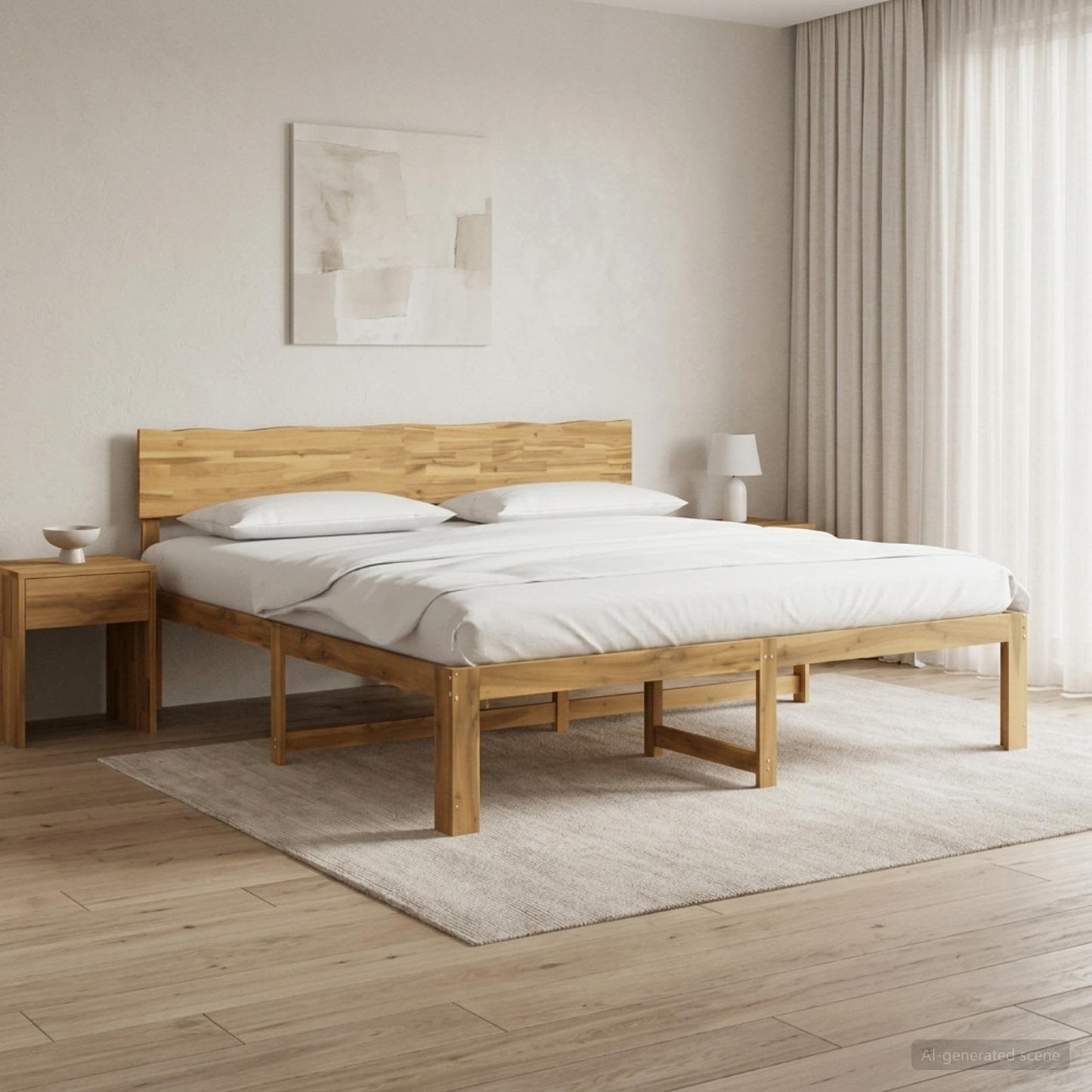 Double Bed Frame with Headboard ROSTOCK White 180 x 200 cm