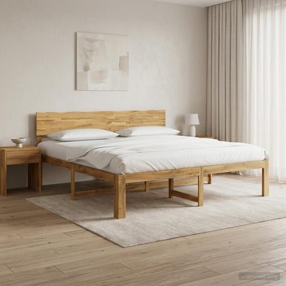 Double Bed Frame with Headboard ROSTOCK White 180 x 200 cm