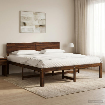 Double Bed Frame with Headboard ROSTOCK Dark Brown 200 x 200 cm