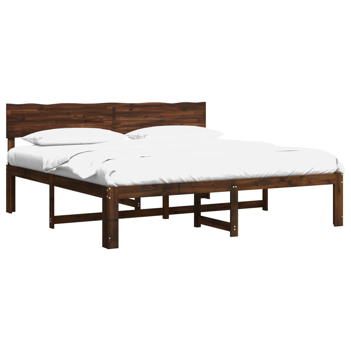 Double Bed Frame with Headboard ROSTOCK Dark Brown 200 x 200 cm
