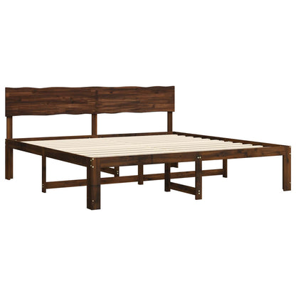Double Bed Frame with Headboard ROSTOCK Dark Brown 200 x 200 cm