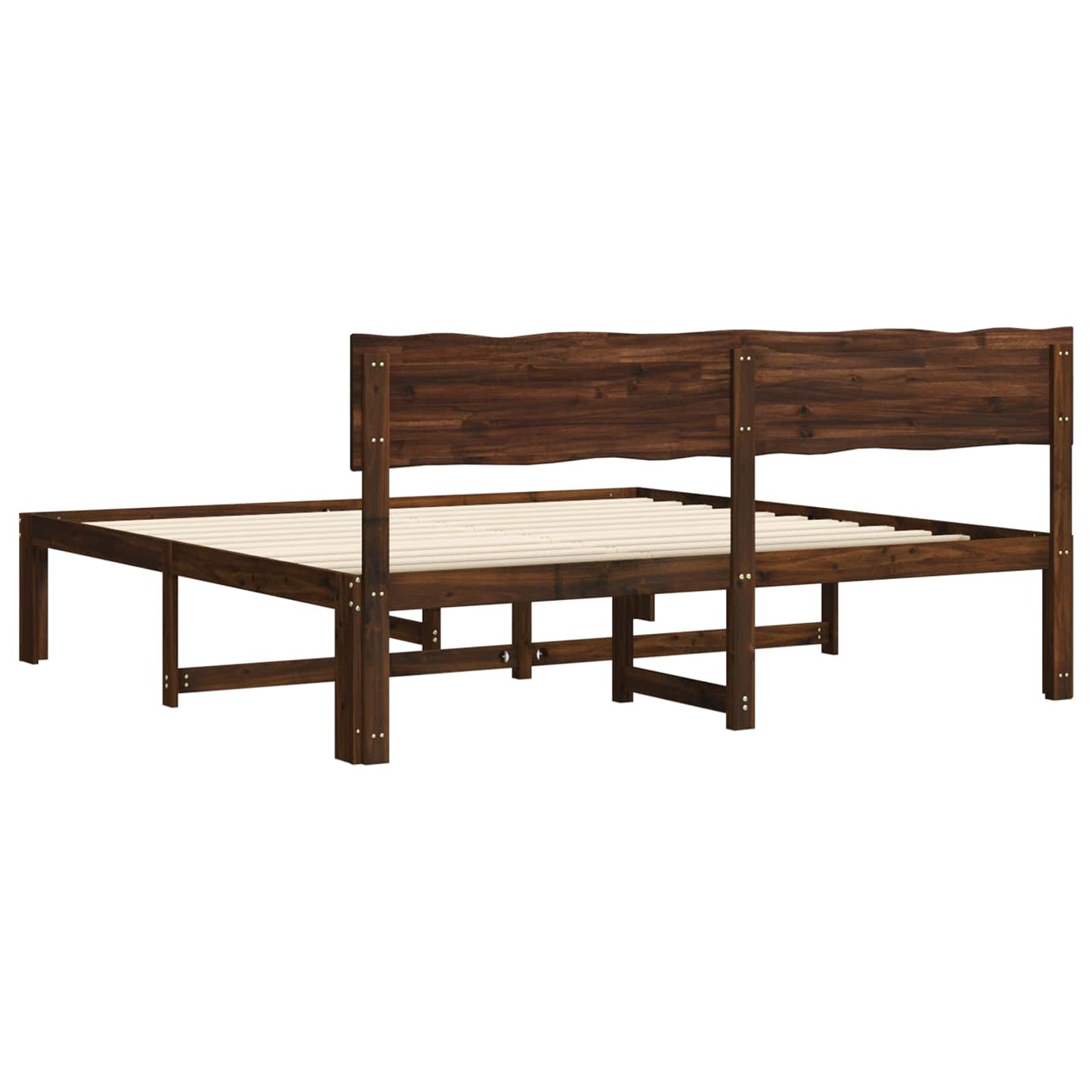 Double Bed Frame with Headboard ROSTOCK Dark Brown 200 x 200 cm