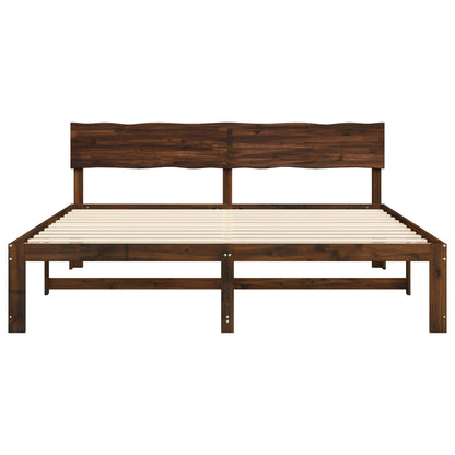 Double Bed Frame with Headboard ROSTOCK Dark Brown 200 x 200 cm