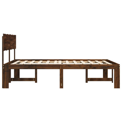 Double Bed Frame with Headboard ROSTOCK Dark Brown 200 x 200 cm