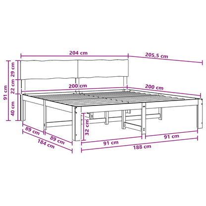 Double Bed Frame with Headboard ROSTOCK Dark Brown 200 x 200 cm