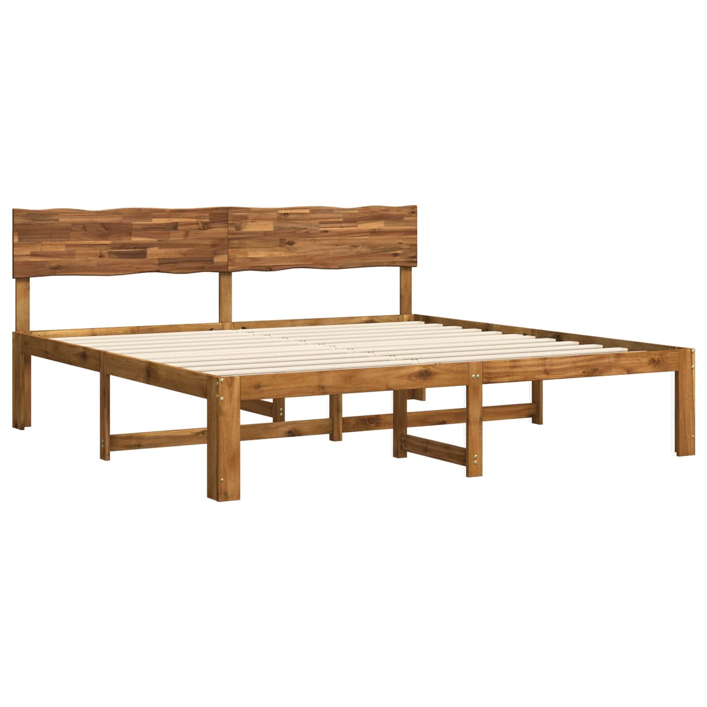 Double Bed Frame with Headboard ROSTOCK Natural 200 x 200 cm