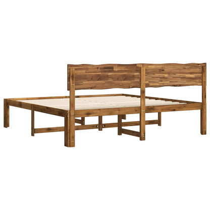 Double Bed Frame with Headboard ROSTOCK Natural 200 x 200 cm