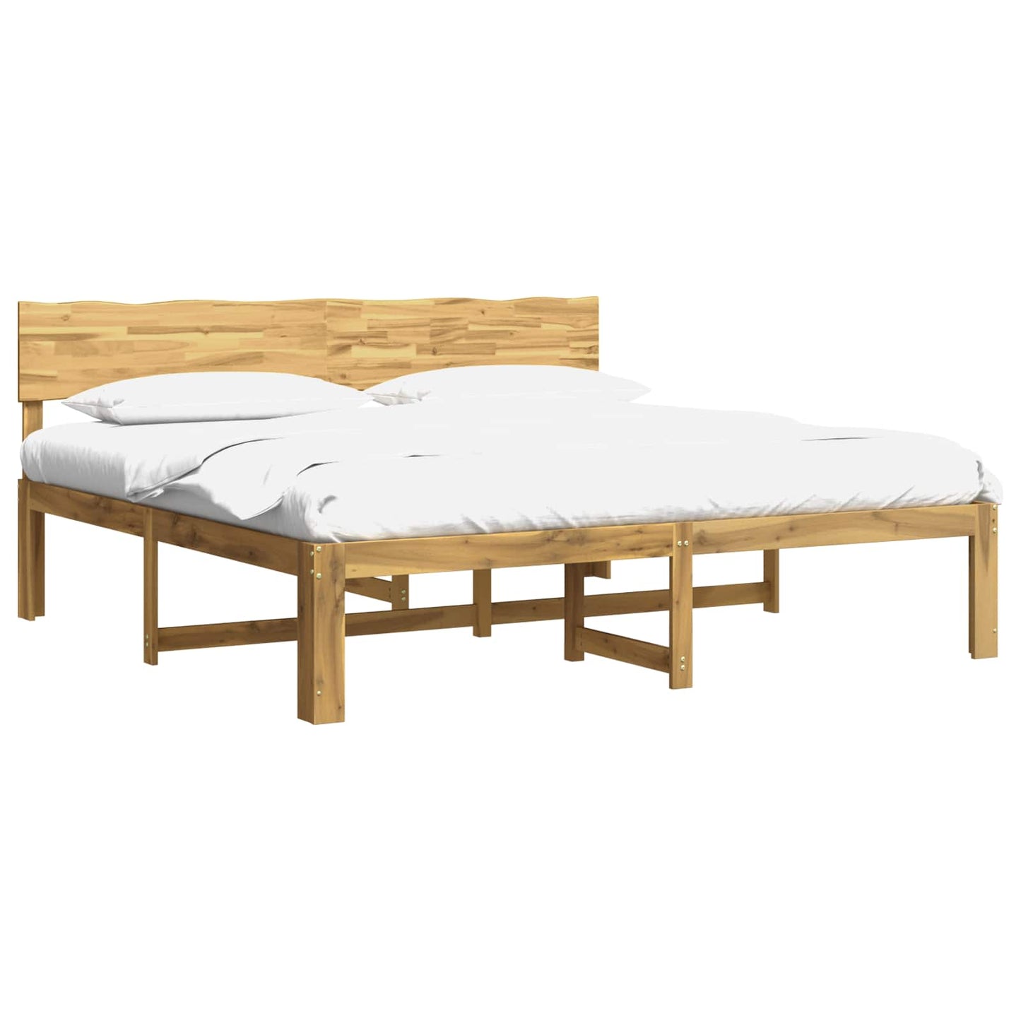 Double Bed Frame with Headboard ROSTOCK White 200 x 200 cm
