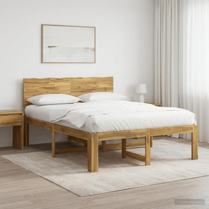 Double Bed Frame with Headboard ROSTOCK White 135 x 190 cm