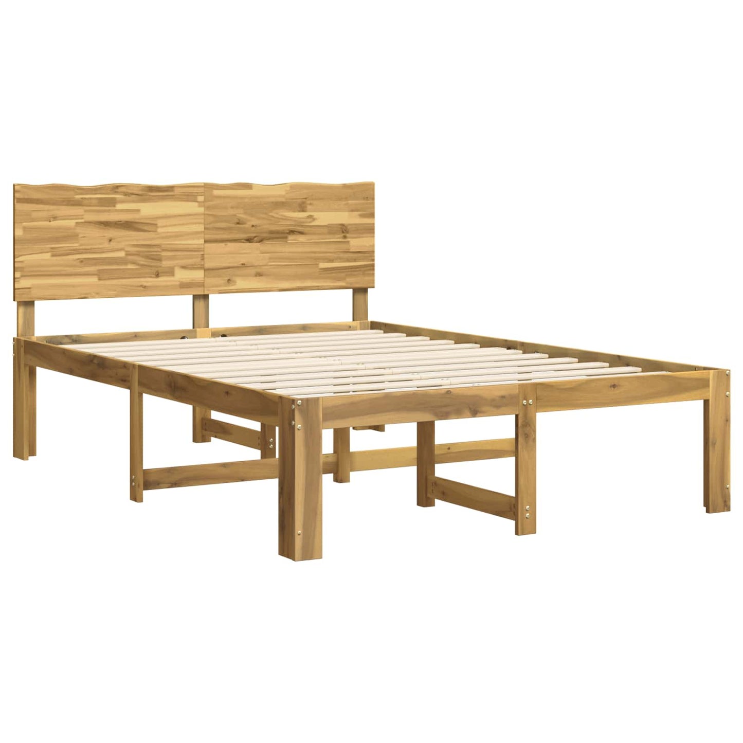 Double Bed Frame with Headboard ROSTOCK White 135 x 190 cm