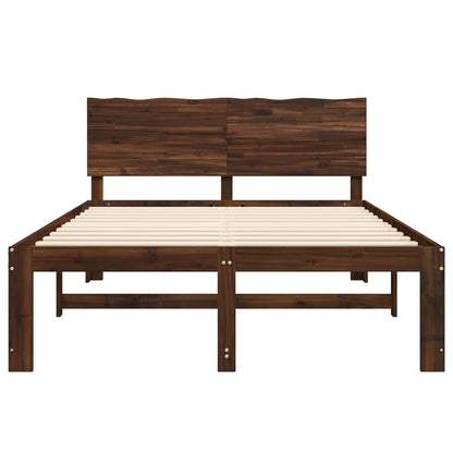 Double Bed Frame with Headboard ROSTOCK Dark Brown 140 x 200 cm