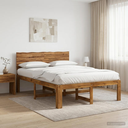 Double Bed Frame with Headboard ROSTOCK Natural 140 x 200 cm