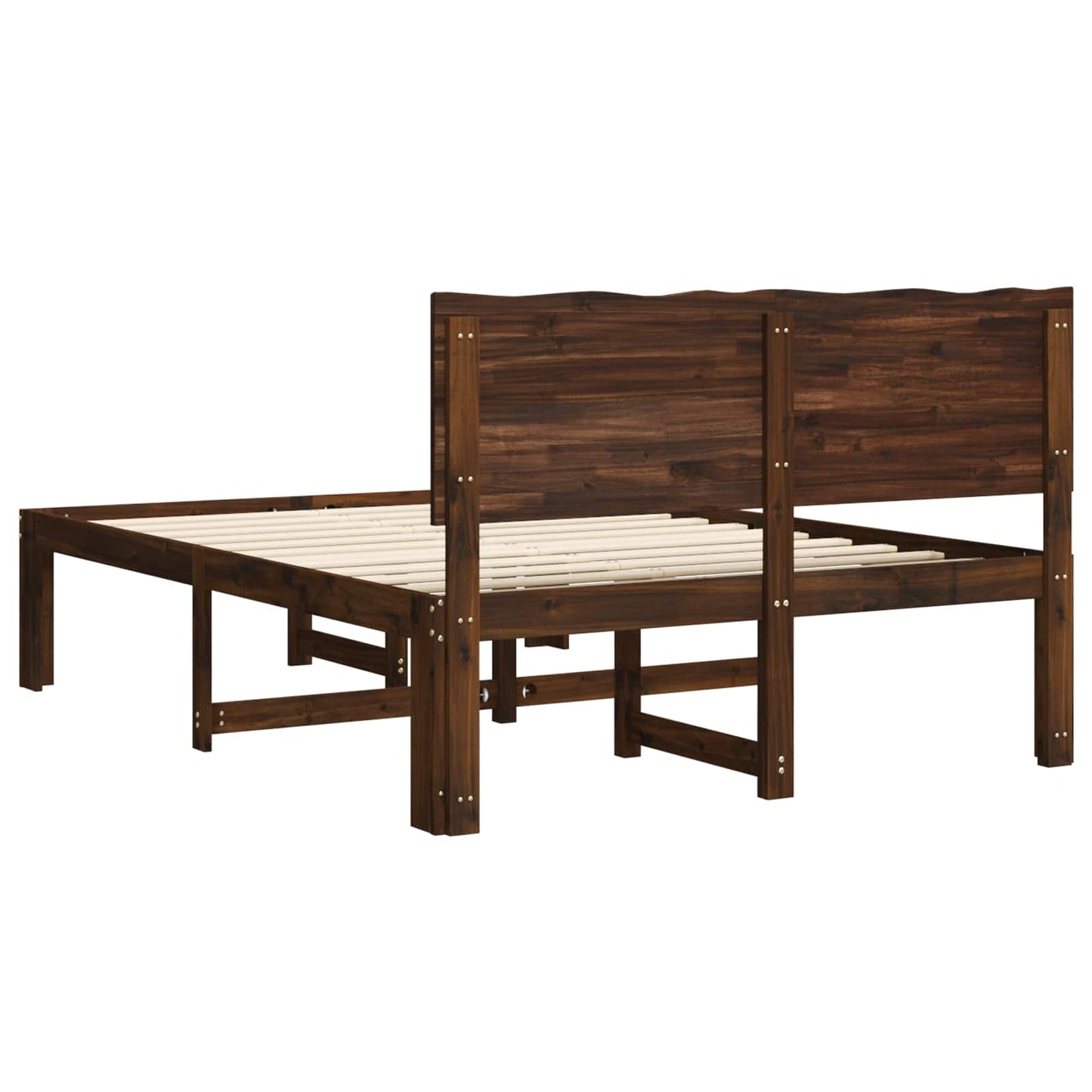 Double Bed Frame with Headboard ROSTOCK Dark Brown 150 x 200 cm