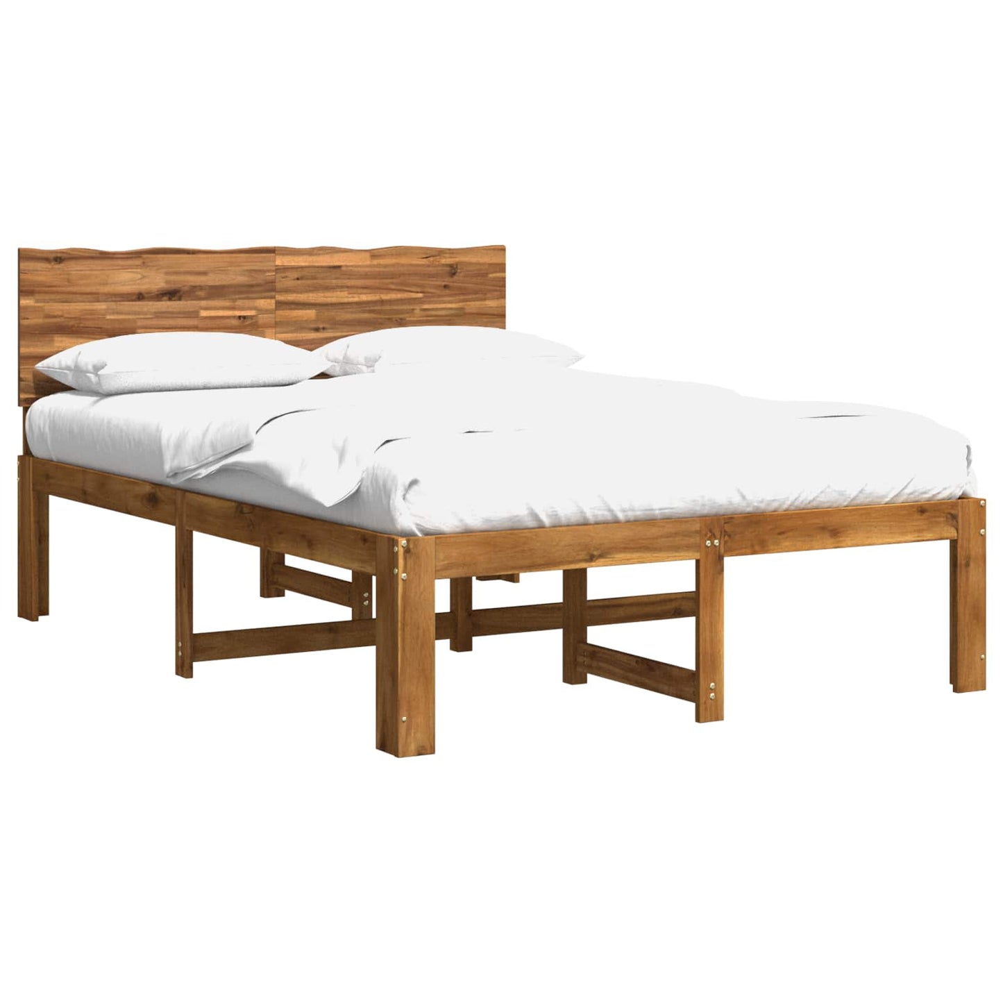 Double Bed Frame with Headboard ROSTOCK Natural 150 x 200 cm