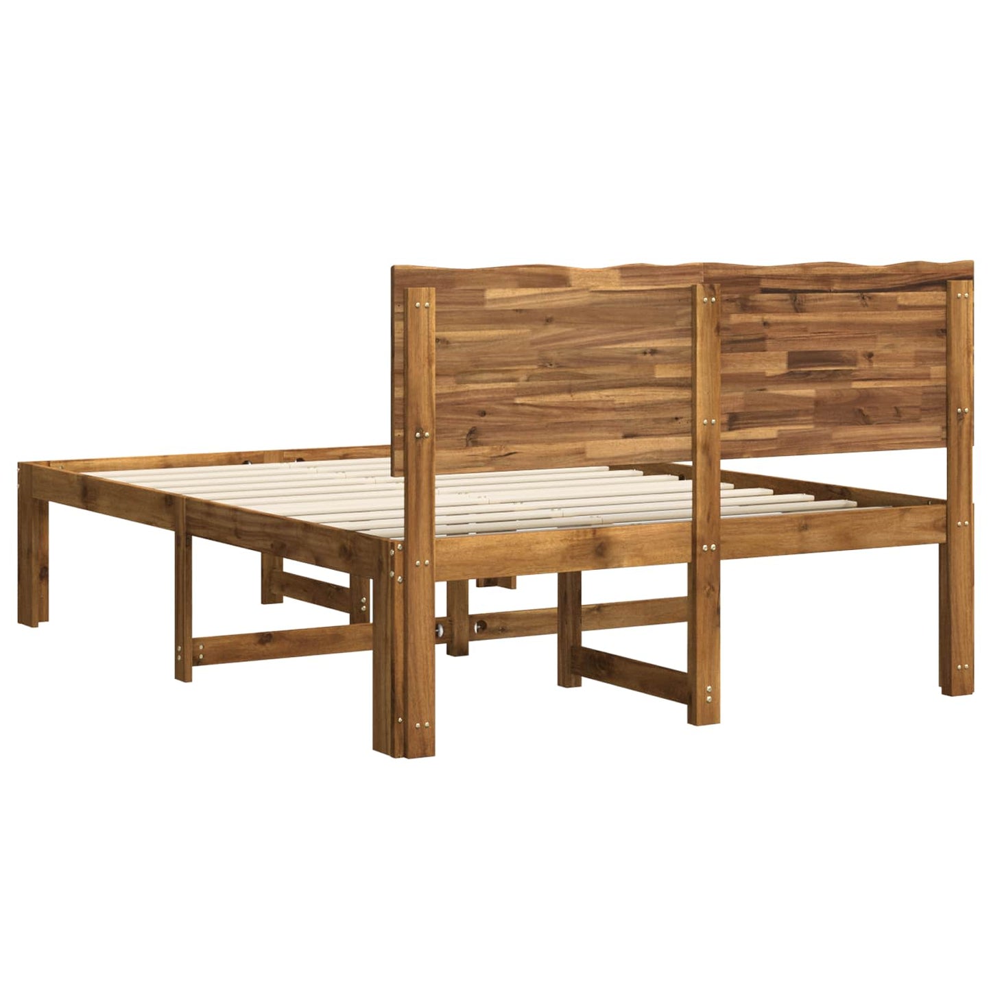 Double Bed Frame with Headboard ROSTOCK Natural 150 x 200 cm