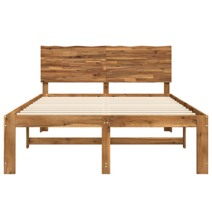 Double Bed Frame with Headboard ROSTOCK Natural 150 x 200 cm