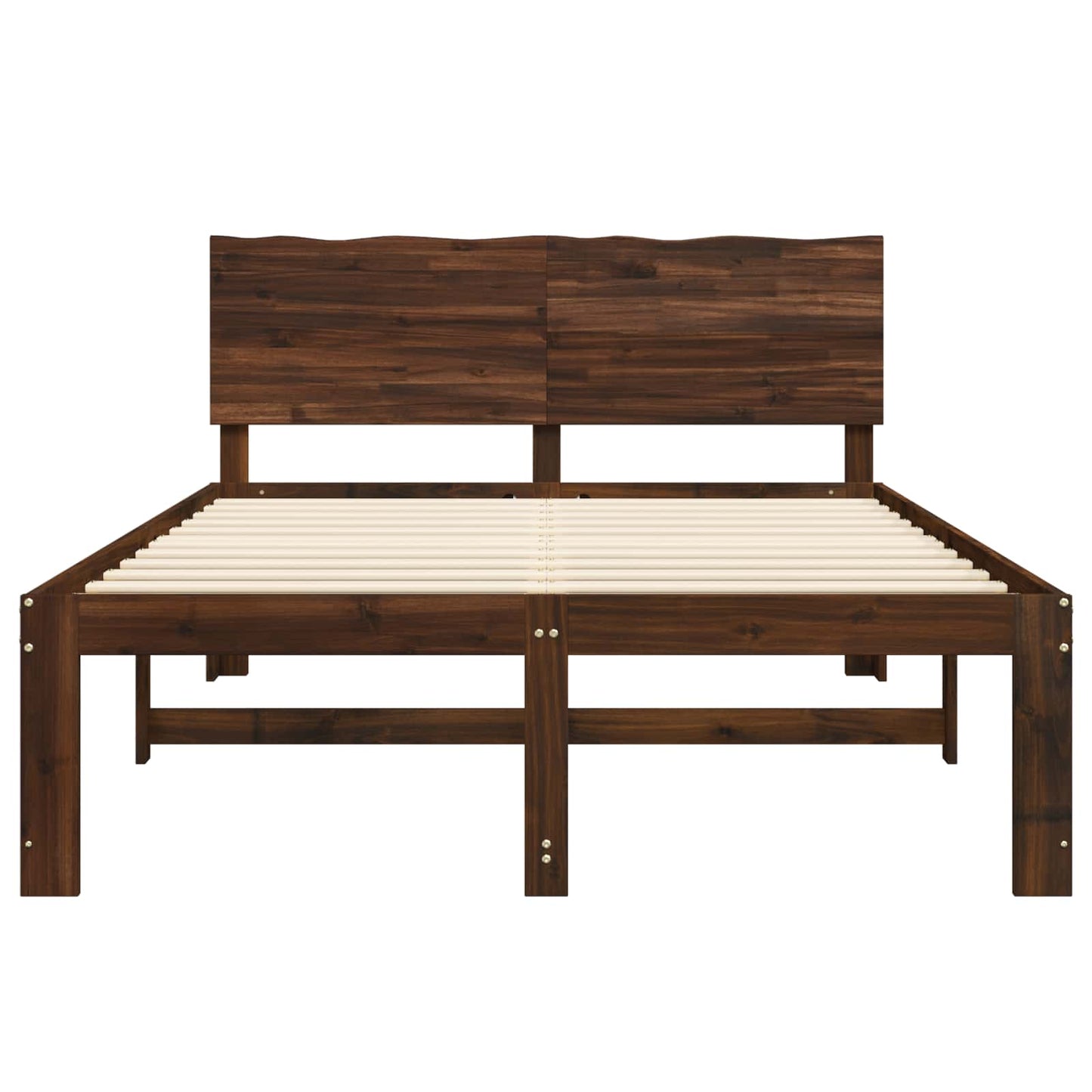 Double Bed Frame with Headboard ROSTOCK Dark Brown 160 x 200 cm
