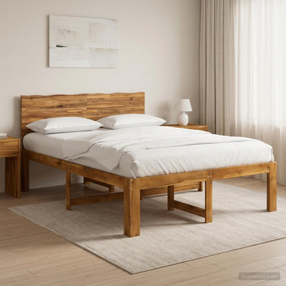 Double Bed Frame with Headboard ROSTOCK Natural 160 x 200 cm
