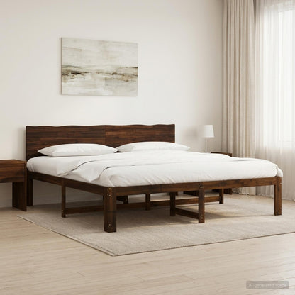 Double Bed Frame with Headboard ROSTOCK Dark Brown 180 x 200 cm