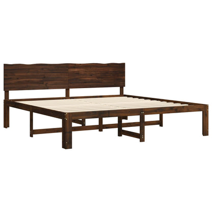 Double Bed Frame with Headboard ROSTOCK Dark Brown 180 x 200 cm
