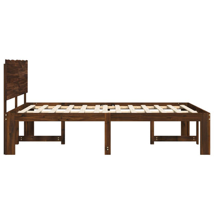 Double Bed Frame with Headboard ROSTOCK Dark Brown 180 x 200 cm