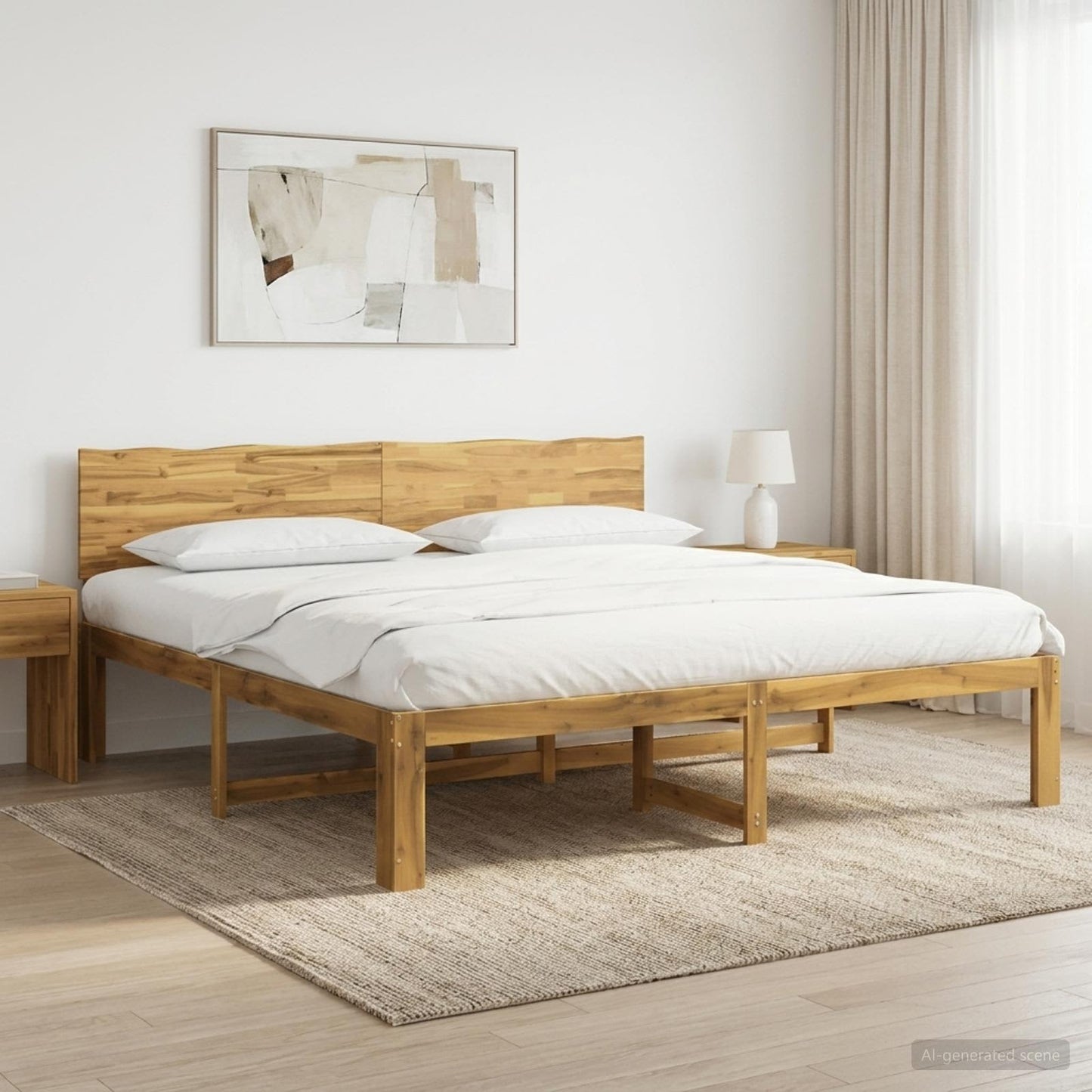 Double Bed Frame with Headboard ROSTOCK White 180 x 200 cm