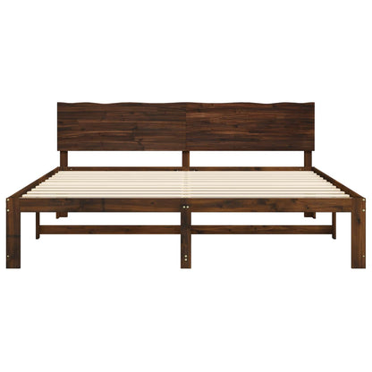 Double Bed Frame with Headboard ROSTOCK Dark Brown 200 x 200 cm