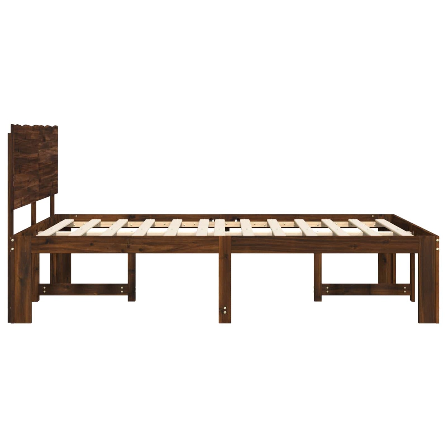 Double Bed Frame with Headboard ROSTOCK Dark Brown 200 x 200 cm