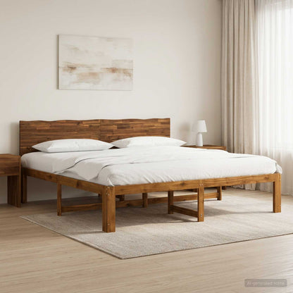 Double Bed Frame with Headboard ROSTOCK Natural 200 x 200 cm