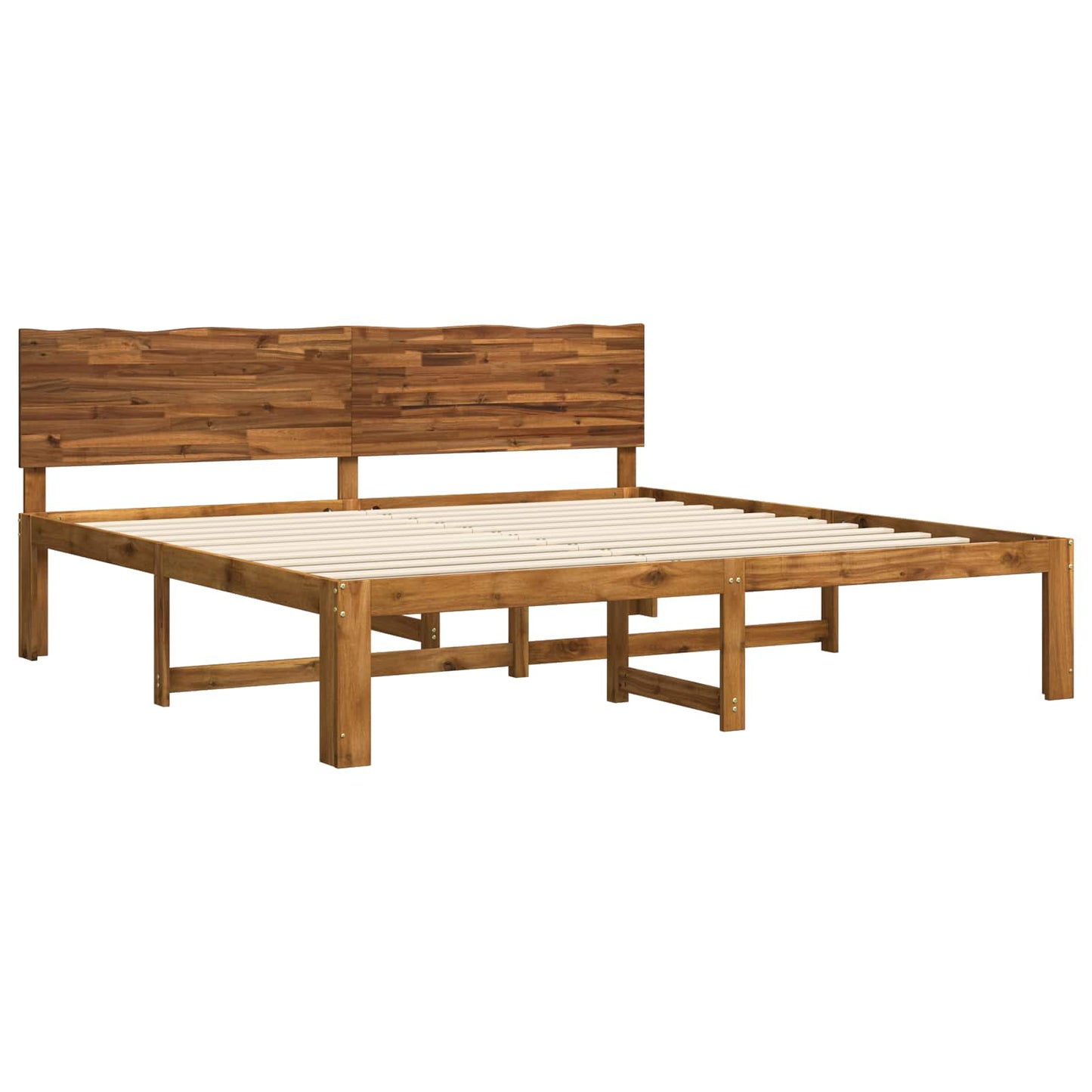 Double Bed Frame with Headboard ROSTOCK Natural 200 x 200 cm