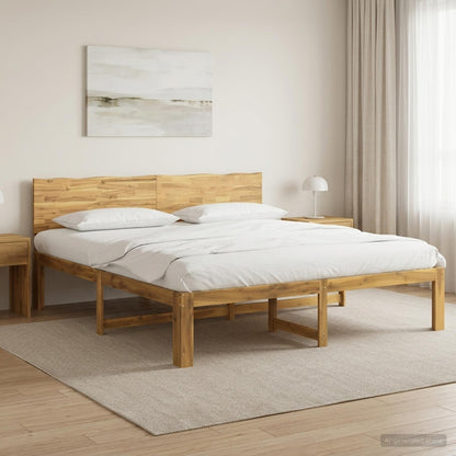 Double Bed Frame with Headboard ROSTOCK White 200 x 200 cm