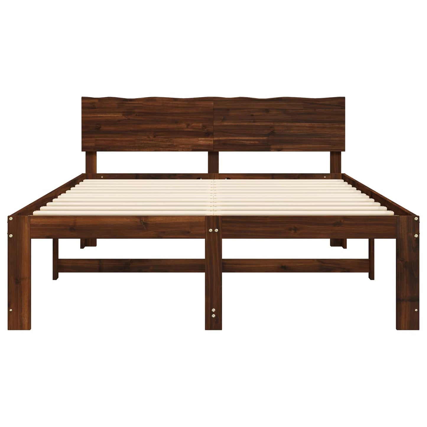 Double Bed Frame with Headboard ROSTOCK Dark Brown 150 x 200 cm