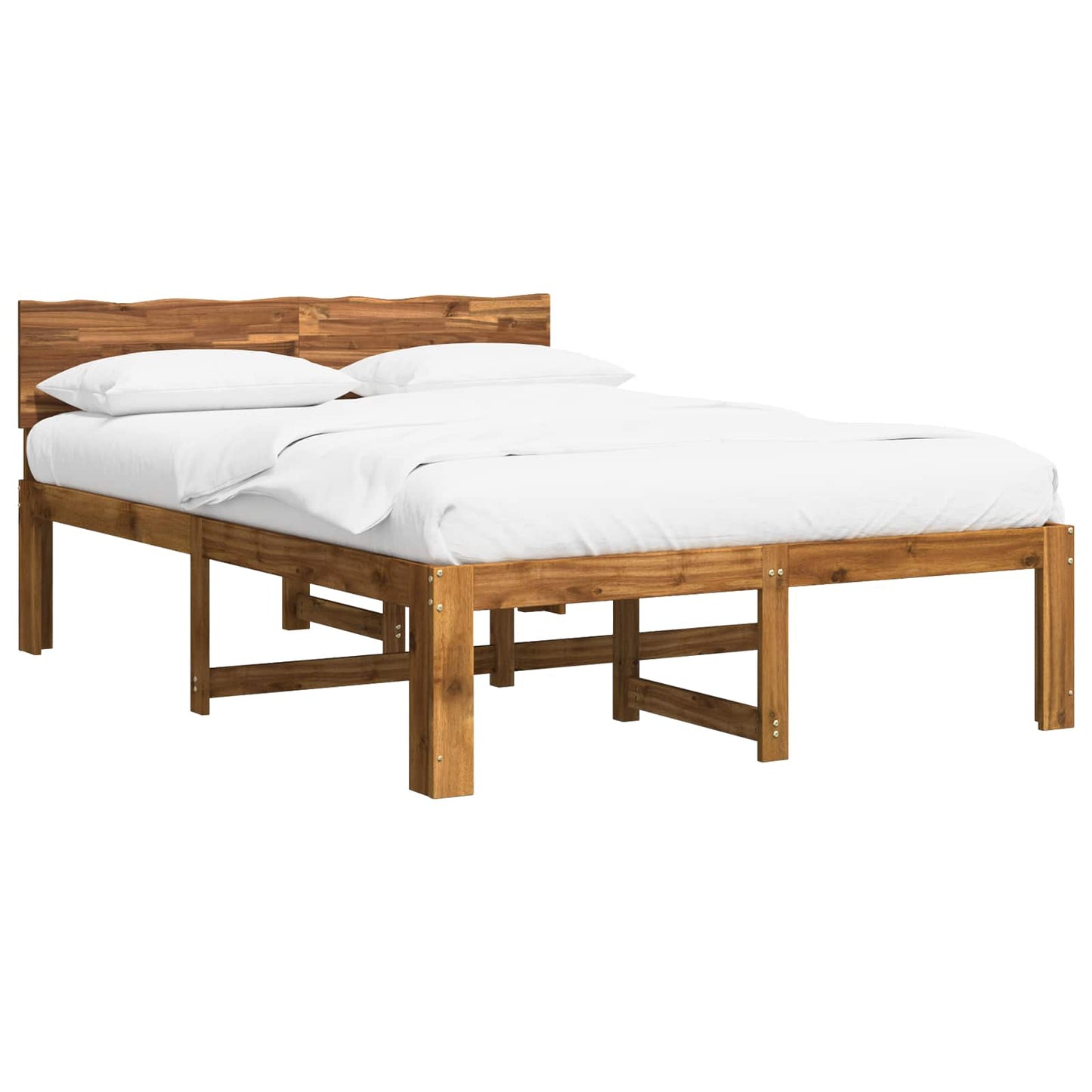 Double Bed Frame with Headboard ROSTOCK Natural 150 x 200 cm
