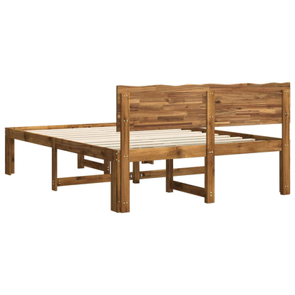 Double Bed Frame with Headboard ROSTOCK Natural 150 x 200 cm