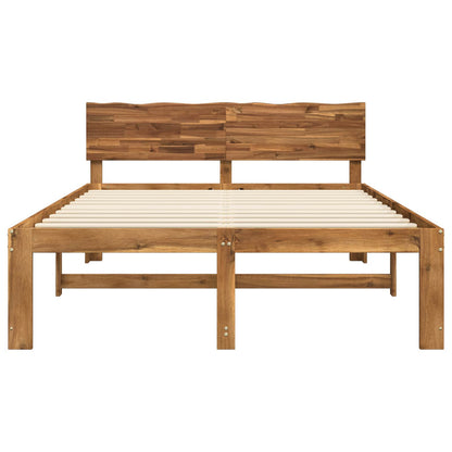 Double Bed Frame with Headboard ROSTOCK Natural 150 x 200 cm