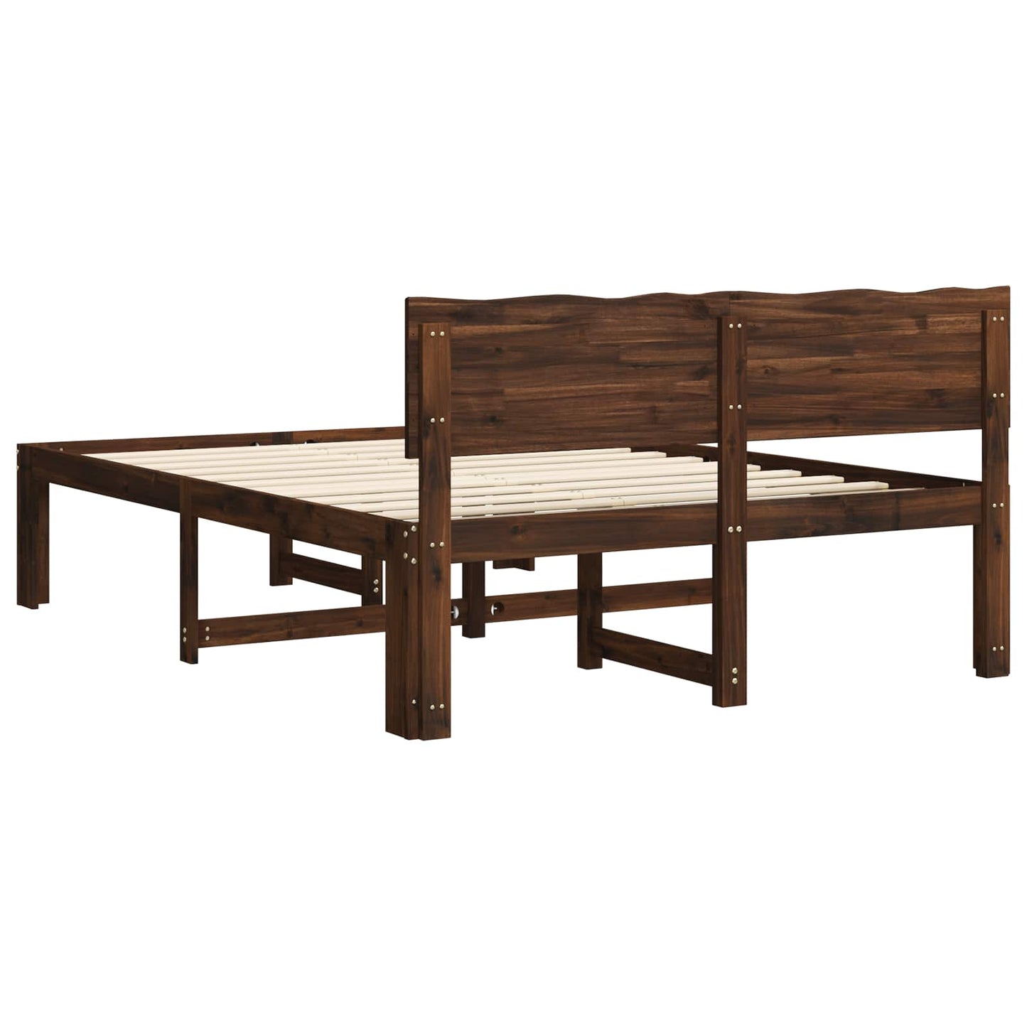 Double Bed Frame with Headboard ROSTOCK Dark Brown 160 x 200 cm