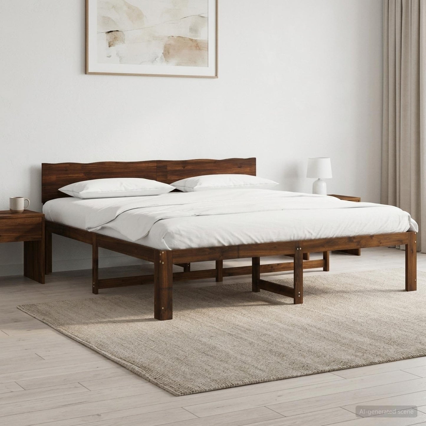 Double Bed Frame with Headboard ROSTOCK Dark Brown 180 x 200 cm