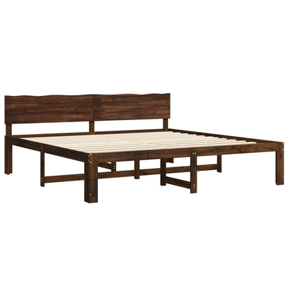 Double Bed Frame with Headboard ROSTOCK Dark Brown 180 x 200 cm