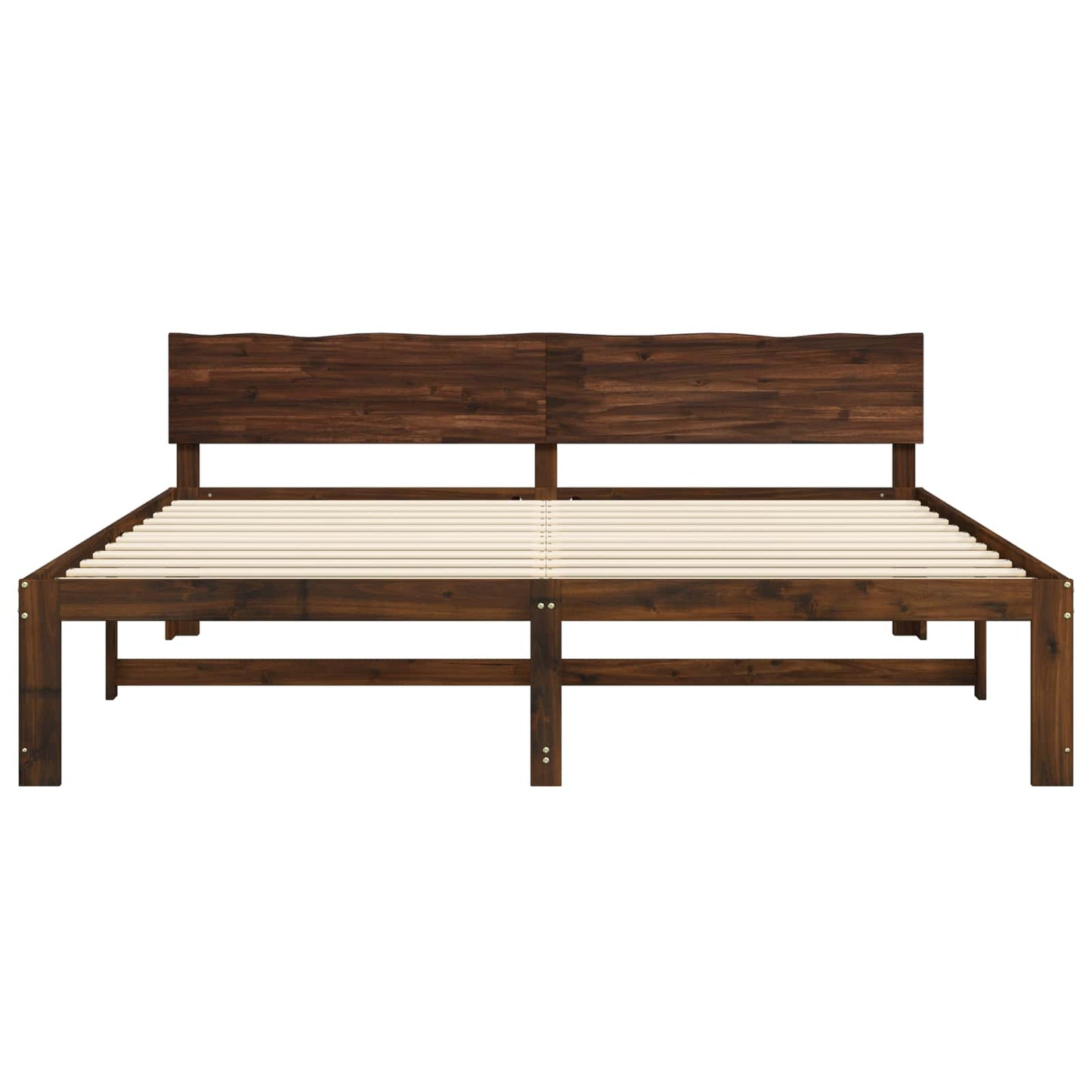 Double Bed Frame with Headboard ROSTOCK Dark Brown 180 x 200 cm