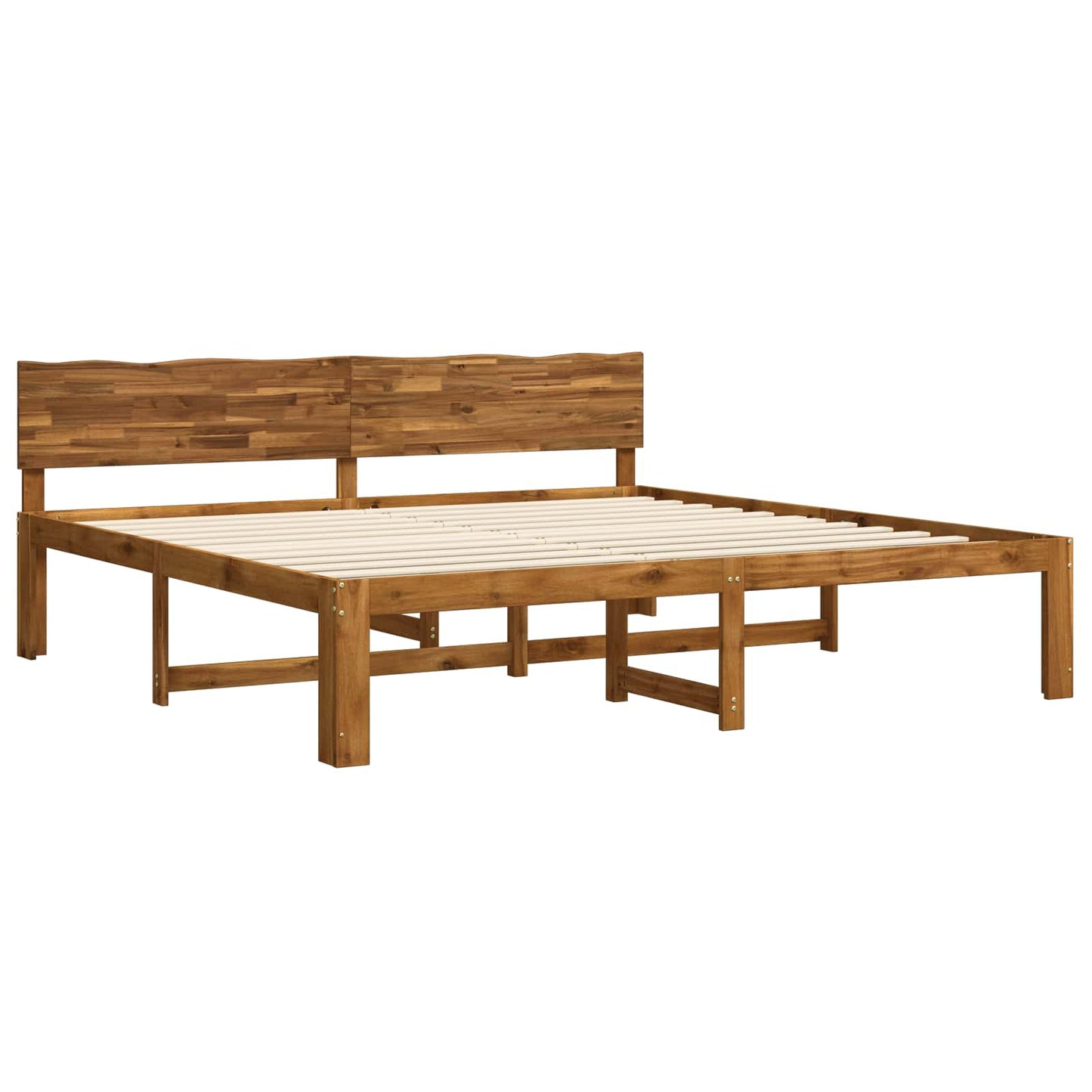 Double Bed Frame with Headboard ROSTOCK Natural 180 x 200 cm