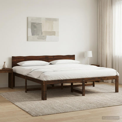 Double Bed Frame with Headboard ROSTOCK Dark Brown 200 x 200 cm