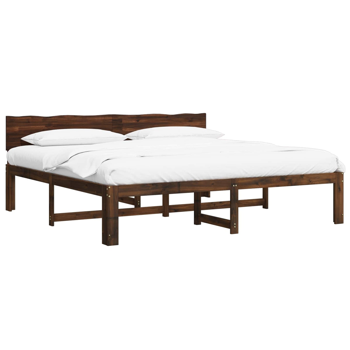Double Bed Frame with Headboard ROSTOCK Dark Brown 200 x 200 cm